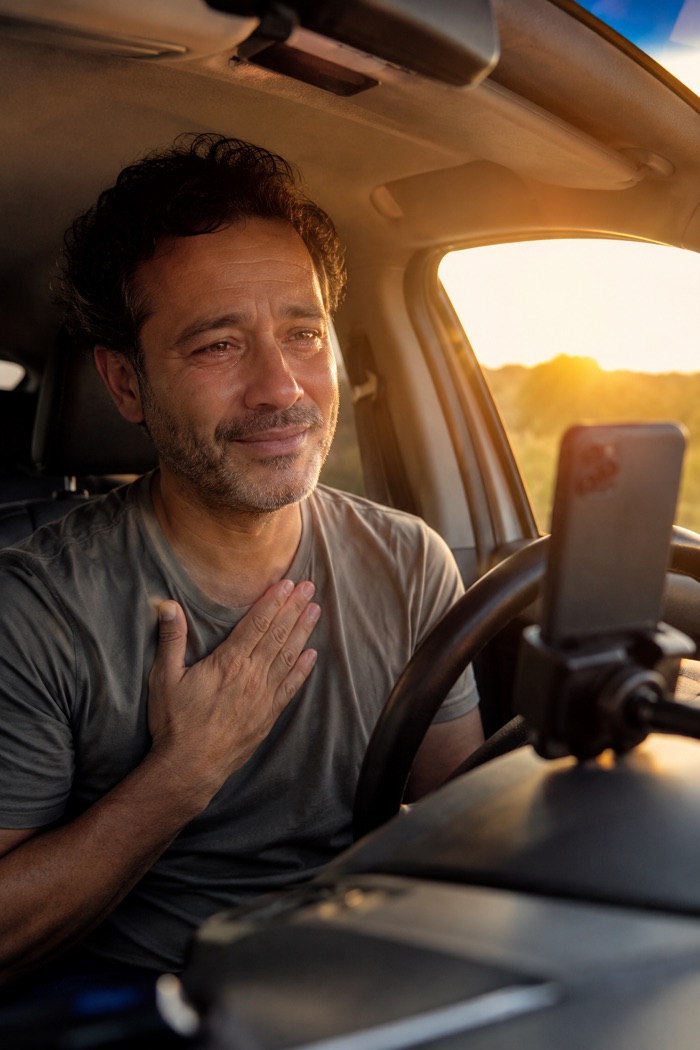 A man moved to tears listening to a personalized song